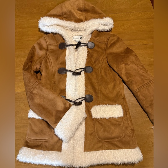Forever 21 Tan and White Faux Fur Jacket - Picture 1 of 4